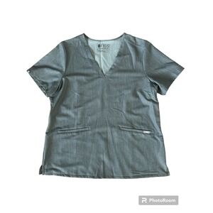 Figs Technical Collection Casma Women's XL Gray V-Neck‎ Scrub Top EUC